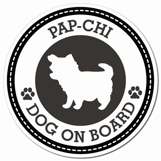 PAP-CHI パピチワ ブラック 肉球 Dog on board マグネット 車用 直径13cm 丸型 カーマグネット