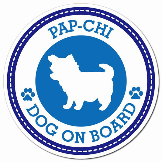 PAP-CHI パピチワ ブルー 肉球 Dog on board マグネット 車用 直径13cm 丸型 カーマグネット