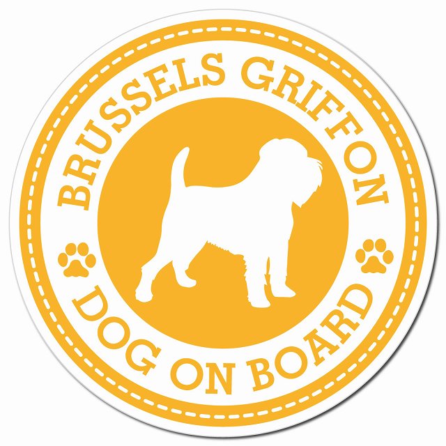 BRUSSELS GRIFFON ブリュッセル・グリフォン イエロー 肉球 Dog on board マグネット 車用 直径13cm 丸型 カーマグネット