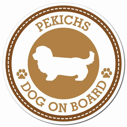 PEKICHS ペキックス ブラウン 肉球 Dog on board マグネット 車用 直径13cm 丸型 カーマグネット