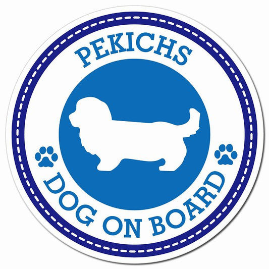 PEKICHS ペキックス ブルー 肉球 Dog on board マグネット 車用 直径13cm 丸型 カーマグネット