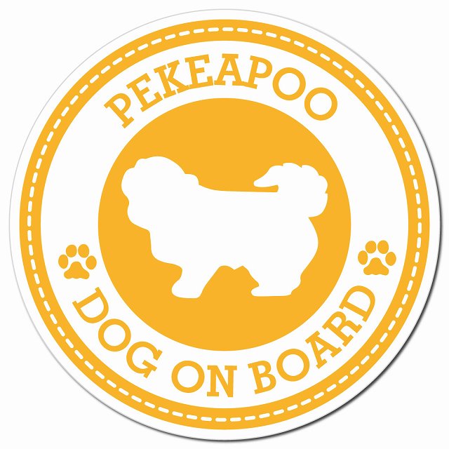 PEKEAPOO ペキプー イエロー 肉球 Dog on board マグネット 車用 直径13cm 丸型 カーマグネット