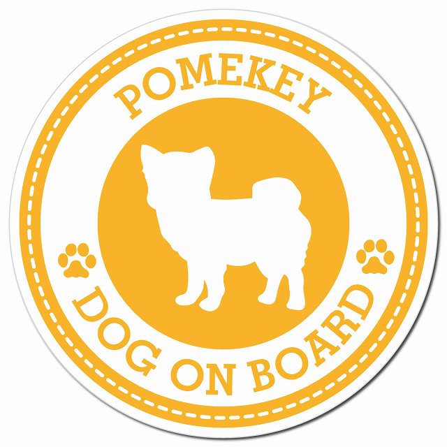 POMEKEY ポメキー イエロー 肉球 Dog on board マグネット 車用 直径13cm 丸型 カーマグネット