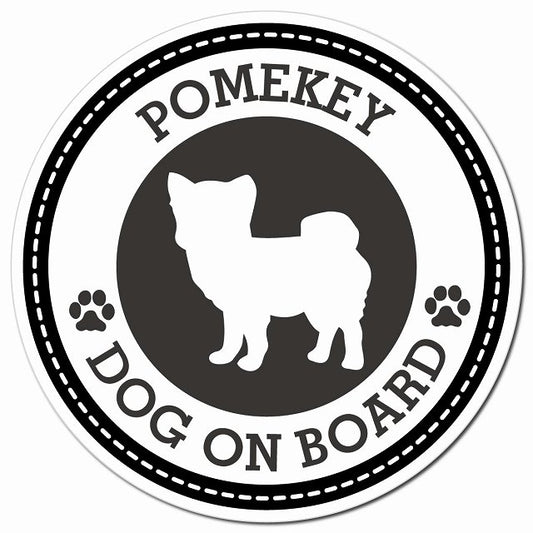 POMEKEY ポメキー ブラック 肉球 Dog on board マグネット 車用 直径13cm 丸型 カーマグネット
