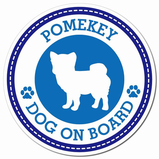 POMEKEY ポメキー ブルー 肉球 Dog on board マグネット 車用 直径13cm 丸型 カーマグネット