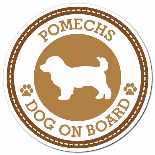POMECHS ポメックス ブラウン 肉球 Dog on board マグネット 車用 直径13cm 丸型 カーマグネット
