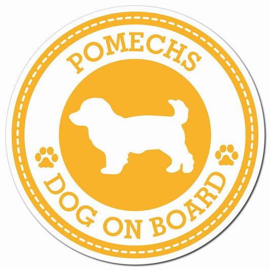 POMECHS ポメックス イエロー 肉球 Dog on board マグネット 車用 直径13cm 丸型 カーマグネット
