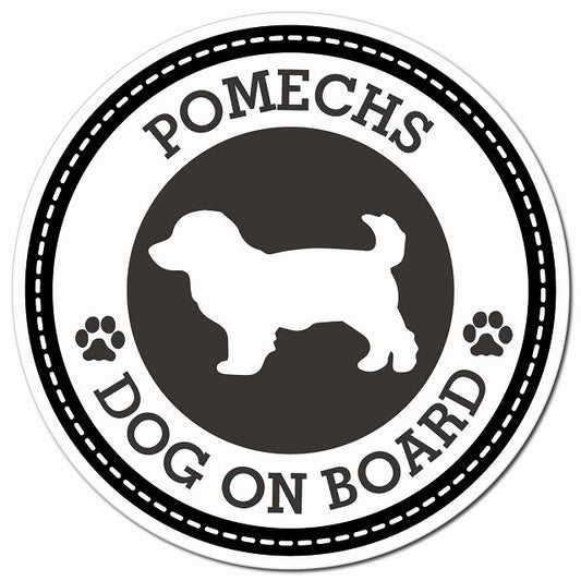 POMECHS ポメックス ブラック 肉球 Dog on board マグネット 車用 直径13cm 丸型 カーマグネット