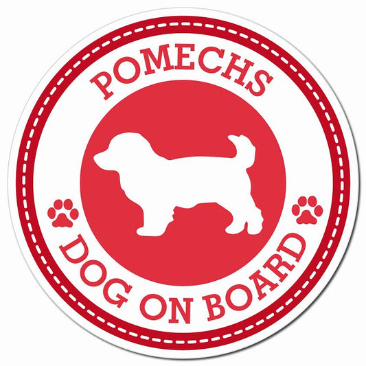 POMECHS ポメックス レッド 肉球 Dog on board マグネット 車用 直径13cm 丸型 カーマグネット