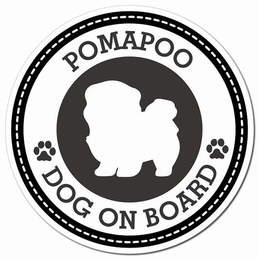 POMAPOO ポメプー ブラック 肉球 Dog on board マグネット 車用 直径13cm 丸型 カーマグネット