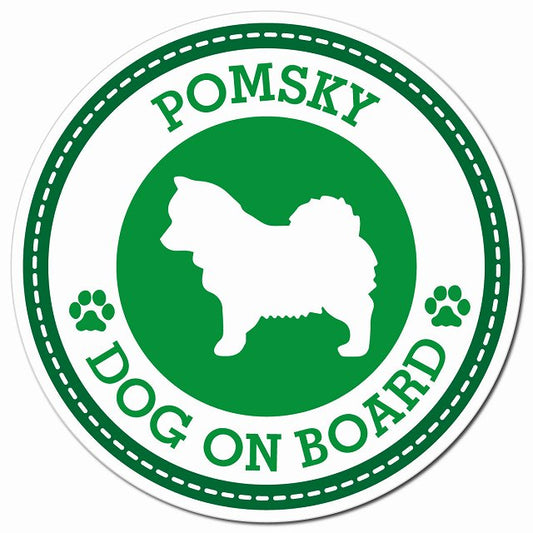 POMSKY ポンスキー グリーン 肉球 Dog on board マグネット 車用 直径13cm 丸型 カーマグネット