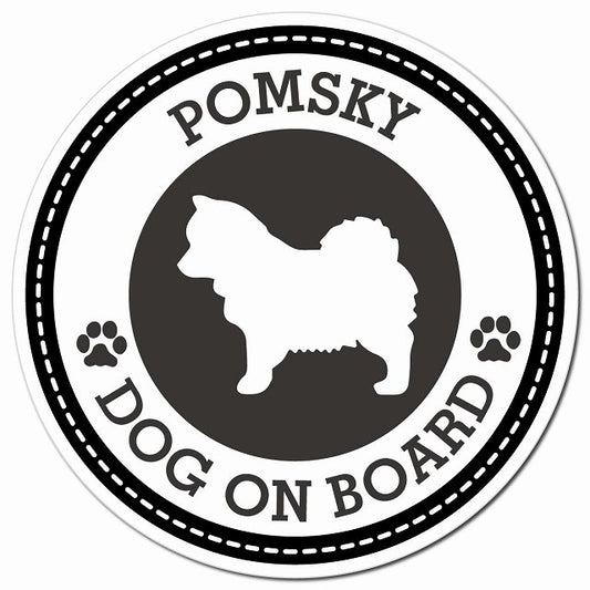POMSKY ポンスキー ブラック 肉球 Dog on board マグネット 車用 直径13cm 丸型 カーマグネット