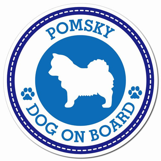 POMSKY ポンスキー ブルー 肉球 Dog on board マグネット 車用 直径13cm 丸型 カーマグネット