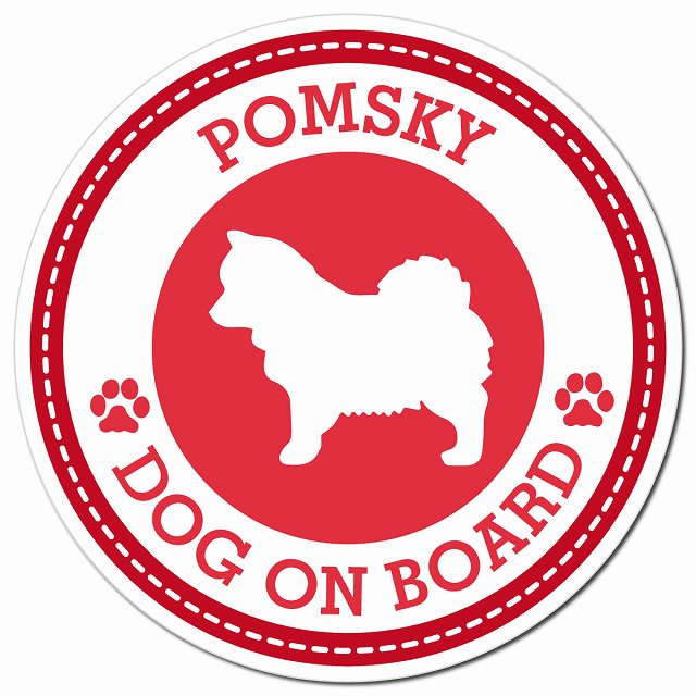 POMSKY ポンスキー レッド 肉球 Dog on board マグネット 車用 直径13cm 丸型 カーマグネット