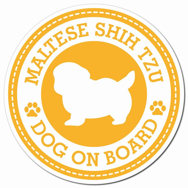 MALTESE SHIH TZU マルシーズー イエロー 肉球 Dog on board マグネット 車用 直径13cm 丸型 カーマグネット