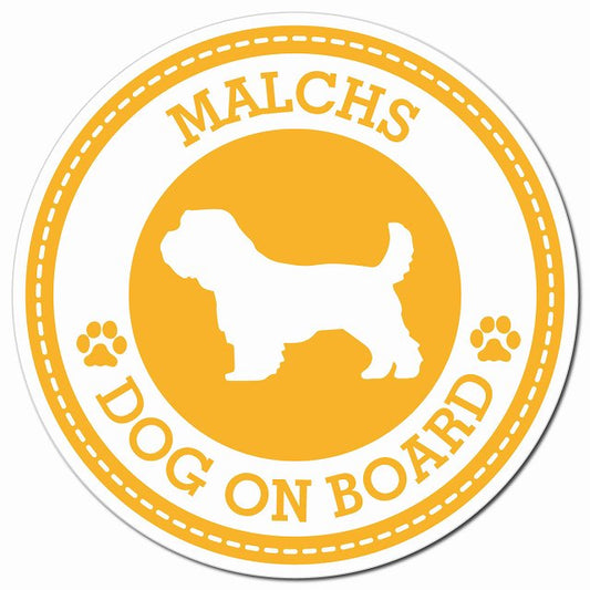 MALCHS マルックス イエロー 肉球 Dog on board マグネット 車用 直径13cm 丸型 カーマグネット