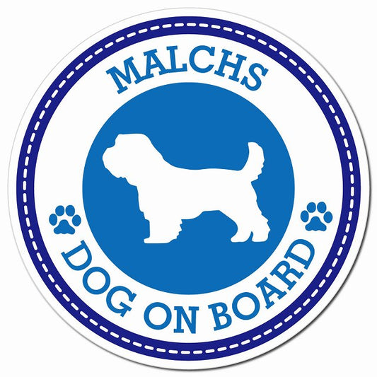 MALCHS マルックス ブルー 肉球 Dog on board マグネット 車用 直径13cm 丸型 カーマグネット