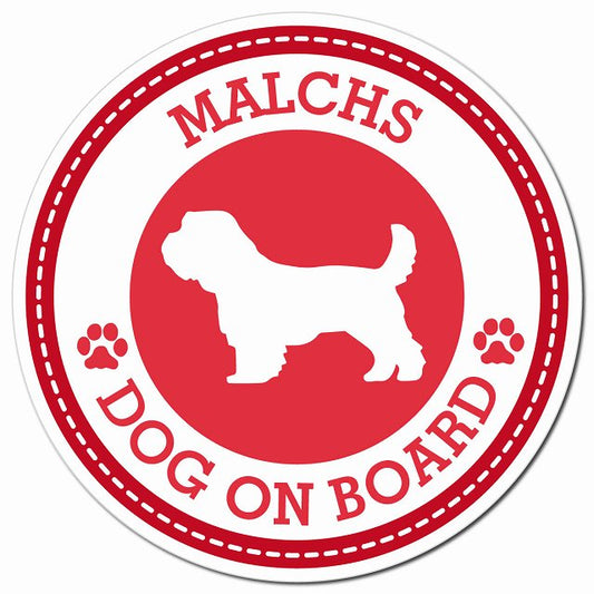 MALCHS マルックス レッド 肉球 Dog on board マグネット 車用 直径13cm 丸型 カーマグネット