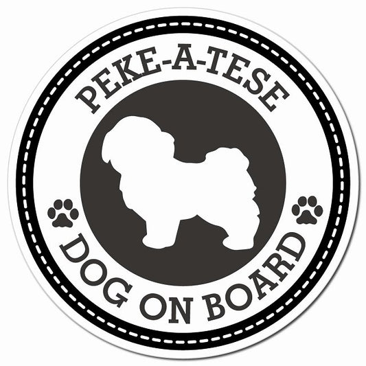 PEKE-A-TESE マルペキ ブラック 肉球 Dog on board マグネット 車用 直径13cm 丸型 カーマグネット