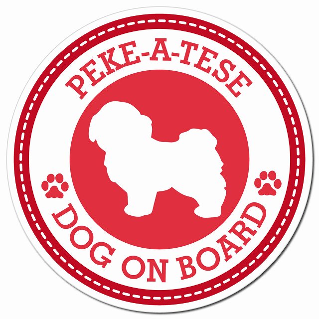PEKE-A-TESE マルペキ レッド 肉球 Dog on board マグネット 車用 直径13cm 丸型 カーマグネット