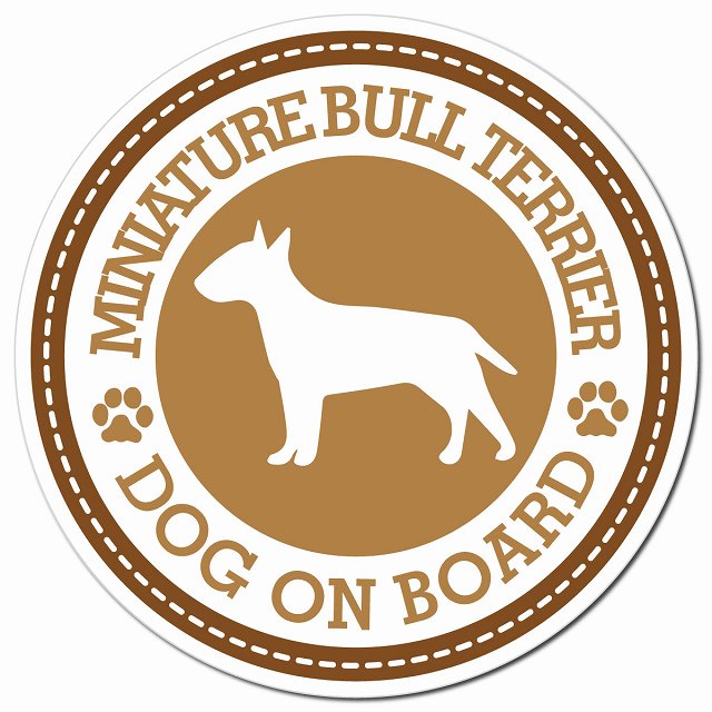 MINIATURE BULL TERRIER ミニチュアブルテリア ブラウン 肉球 Dog on board マグネット 車用 直径13cm 丸型 カーマグネット