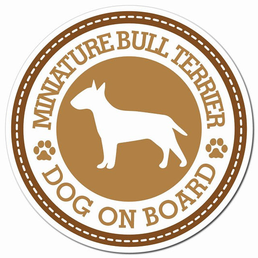 MINIATURE BULL TERRIER ミニチュアブルテリア ブラウン 肉球 Dog on board マグネット 車用 直径13cm 丸型 カーマグネット