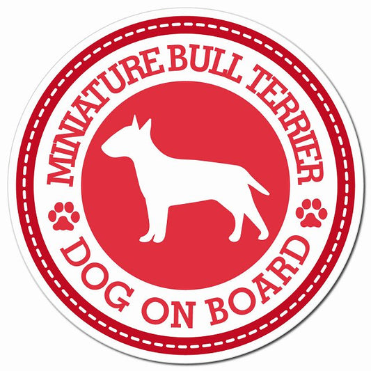 MINIATURE BULL TERRIER ミニチュアブルテリア レッド 肉球 Dog on board マグネット 車用 直径13cm 丸型 カーマグネット