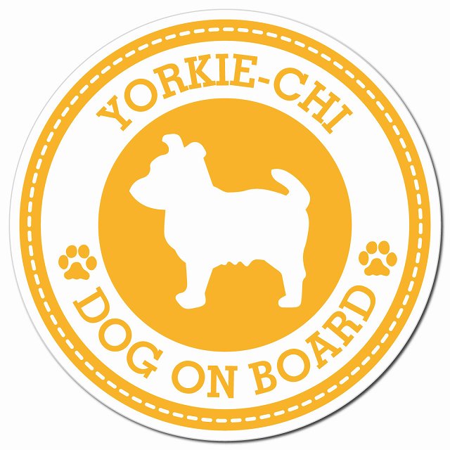 YORKIE-CHI ヨーチー イエロー 肉球 Dog on board マグネット 車用 直径13cm 丸型 カーマグネット
