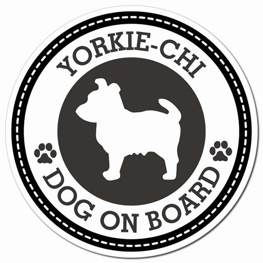 YORKIE-CHI ヨーチー ブラック 肉球 Dog on board マグネット 車用 直径13cm 丸型 カーマグネット