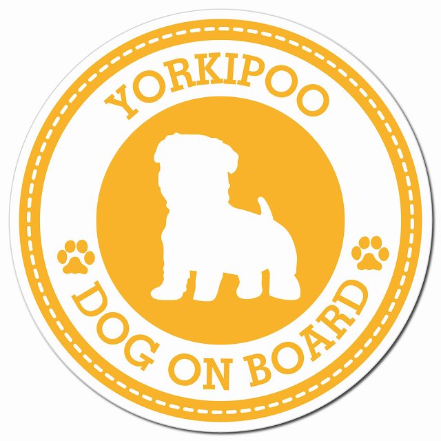 YORKIPOO ヨープー イエロー 肉球 Dog on board マグネット 車用 直径13cm 丸型 カーマグネット