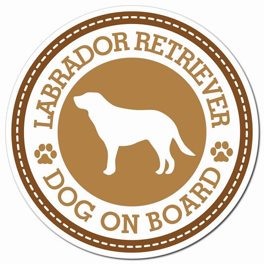 LABRADOR RETRIEVER ラブラドールレトリバー ブラウン 肉球 Dog on board マグネット 車用 直径13cm 丸型 カーマグネット