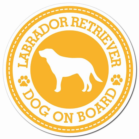 LABRADOR RETRIEVER ラブラドールレトリバー イエロー 肉球 Dog on board マグネット 車用 直径13cm 丸型 カーマグネット