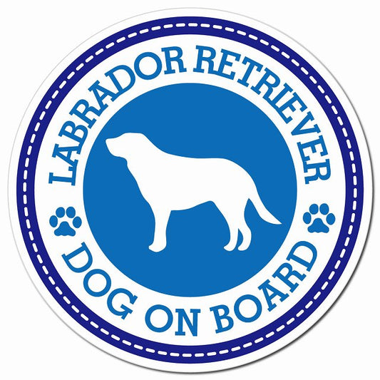 LABRADOR RETRIEVER ラブラドールレトリバー ブルー 肉球 Dog on board マグネット 車用 直径13cm 丸型 カーマグネット