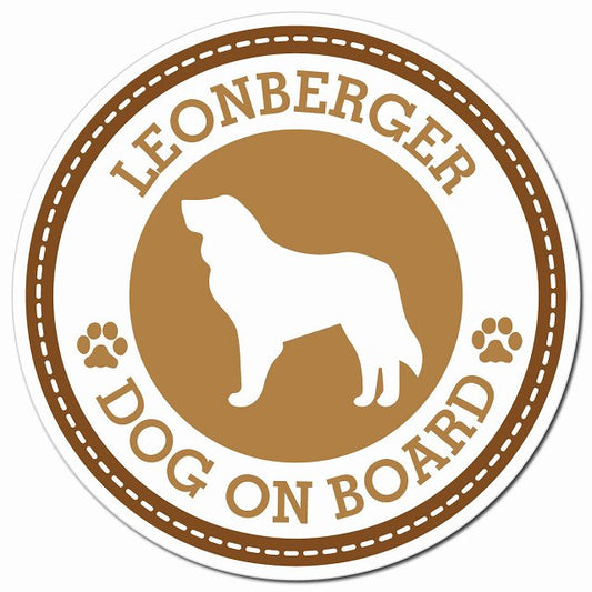 LEONBERGER レオンベルガー ブラウン 肉球 Dog on board マグネット 車用 直径13cm 丸型 カーマグネット
