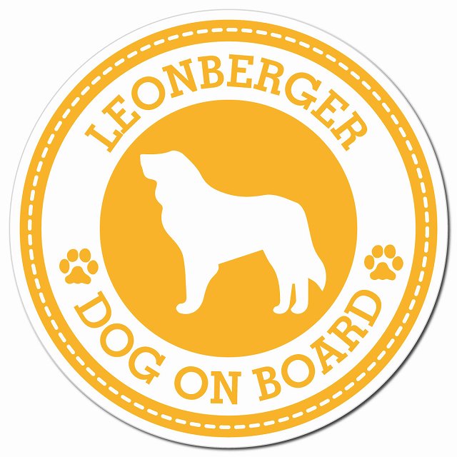 LEONBERGER レオンベルガー イエロー 肉球 Dog on board マグネット 車用 直径13cm 丸型 カーマグネット