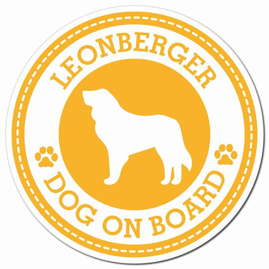 LEONBERGER レオンベルガー イエロー 肉球 Dog on board マグネット 車用 直径13cm 丸型 カーマグネット