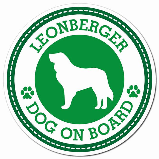LEONBERGER レオンベルガー グリーン 肉球 Dog on board マグネット 車用 直径13cm 丸型 カーマグネット