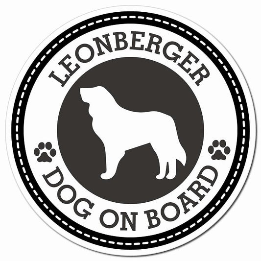 LEONBERGER レオンベルガー ブラック 肉球 Dog on board マグネット 車用 直径13cm 丸型 カーマグネット