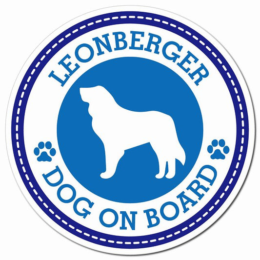 LEONBERGER レオンベルガー ブルー 肉球 Dog on board マグネット 車用 直径13cm 丸型 カーマグネット