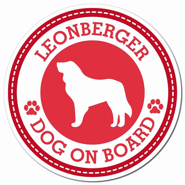 LEONBERGER レオンベルガー レッド 肉球 Dog on board マグネット 車用 直径13cm 丸型 カーマグネット