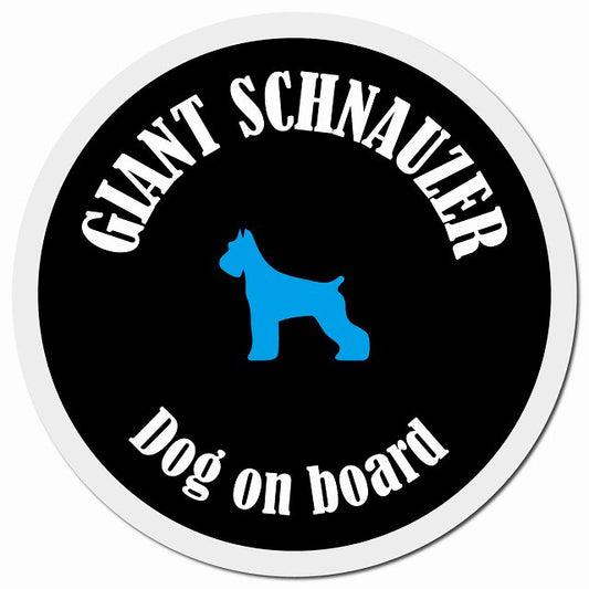 カラフル Dog on board ジャイアントシュナウザー ブラック&ホワイト マグネット 車用 直径13cm 丸型 カーマグネット