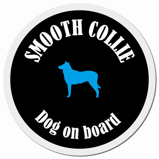 カラフル Dog on board スムースコリー ブラック&ホワイト マグネット 車用 直径13cm 丸型 カーマグネット