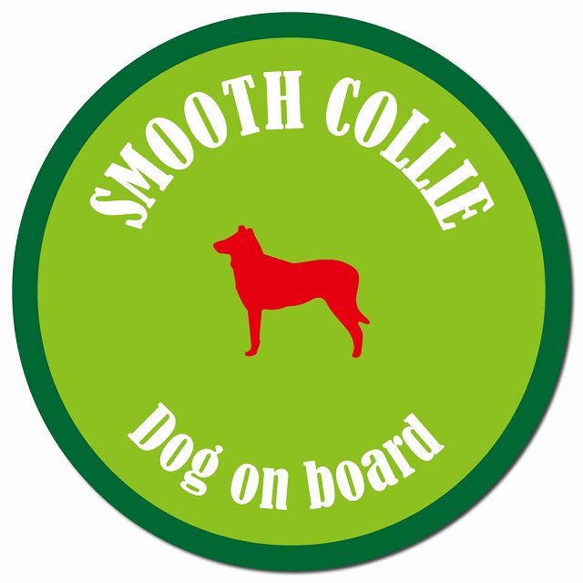 カラフル Dog on board スムースコリー ライトグリーン&グリーン マグネット 車用 直径13cm 丸型 カーマグネット