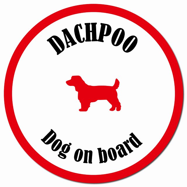 カラフル Dog on board ダップー ホワイト&レッド マグネット 車用 直径13cm 丸型 カーマグネット