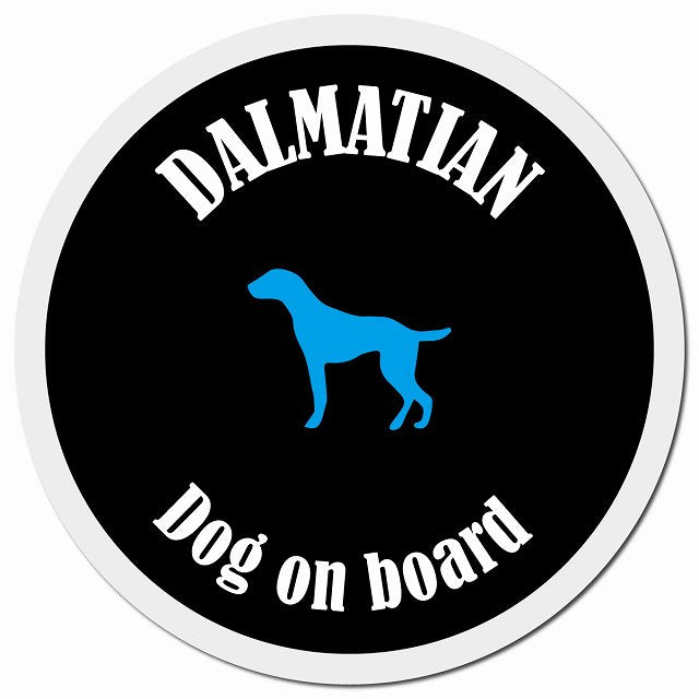 カラフル Dog on board ダルメシアン ブラック&ホワイト マグネット 車用 直径13cm 丸型 カーマグネット