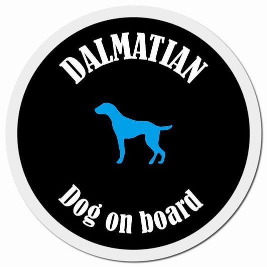 カラフル Dog on board ダルメシアン ブラック&ホワイト マグネット 車用 直径13cm 丸型 カーマグネット
