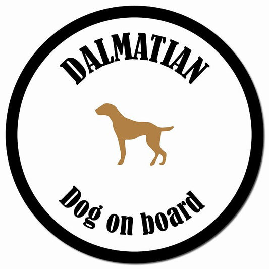 カラフル Dog on board ダルメシアン ホワイト&ブラック マグネット 車用 直径13cm 丸型 カーマグネット