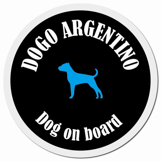 カラフル Dog on board ドゴアルヘンティーノ ブラック&ホワイト マグネット 車用 直径13cm 丸型 カーマグネット