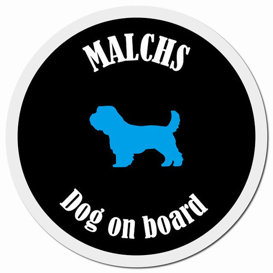 カラフル Dog on board マルックス ブラック&ホワイト マグネット 車用 直径13cm 丸型 カーマグネット