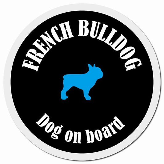 カラフル Dog on board フレンチブルドッグ ブラック&ホワイト マグネット 車用 直径13cm 丸型 カーマグネット